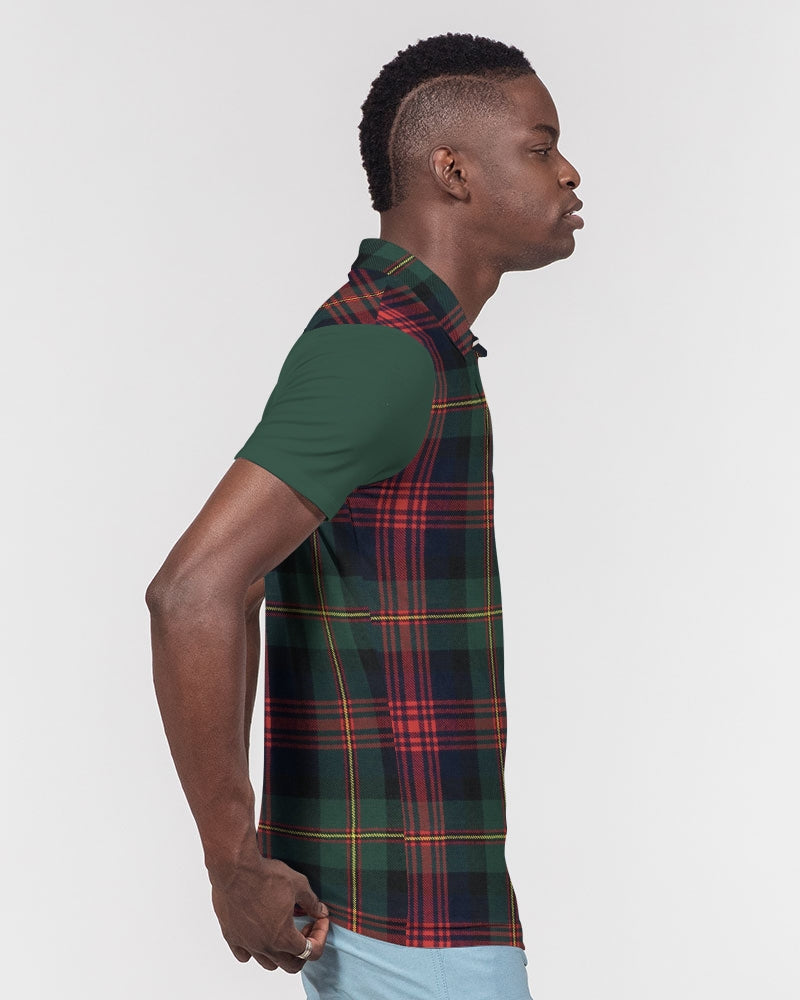 Color Block Men's All-Over Print Slim Fit Short Sleeve Polo