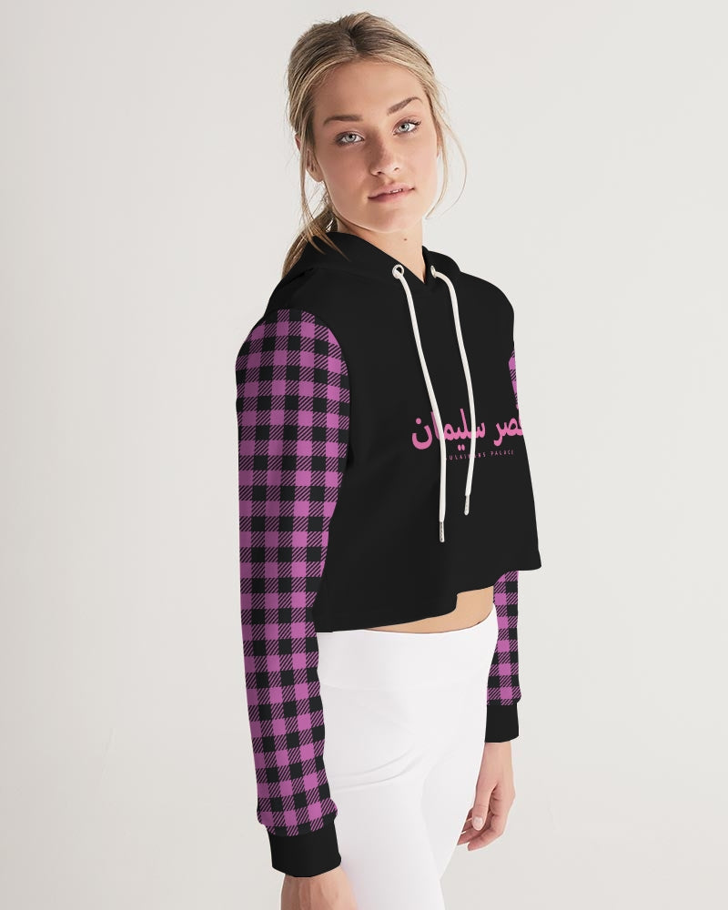 Sulaiman's Palace (pink logo) Women's All-Over Print Cropped Hoodie