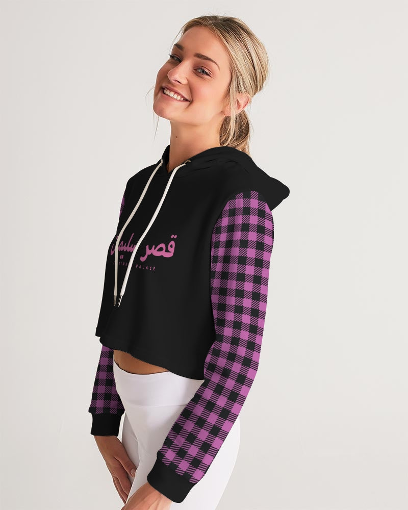 Sulaiman's Palace (pink logo) Women's All-Over Print Cropped Hoodie
