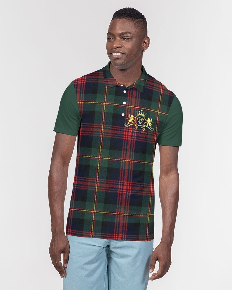 Color Block Men's All-Over Print Slim Fit Short Sleeve Polo